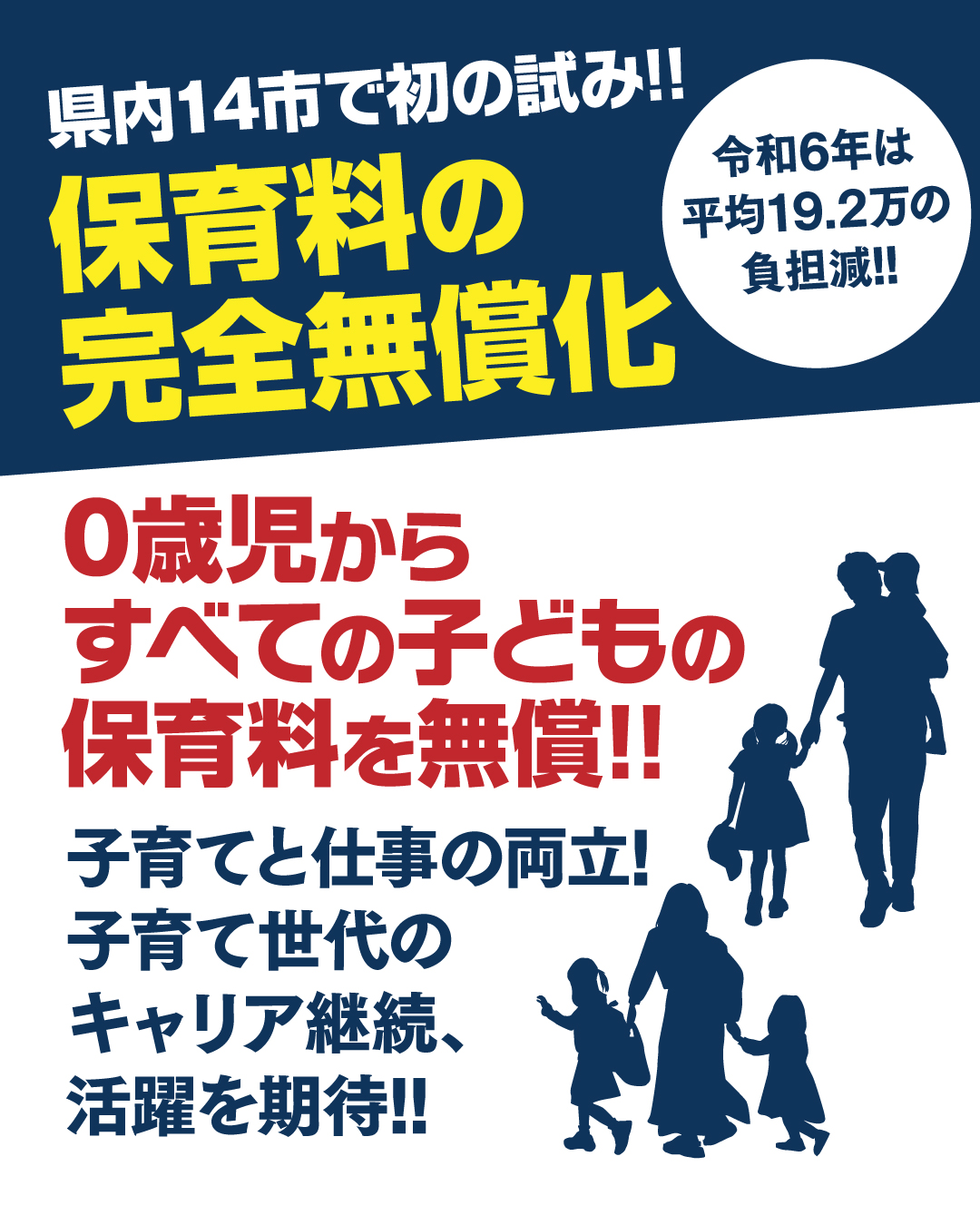 県内14市で初の試み!!保育料の完全無償化