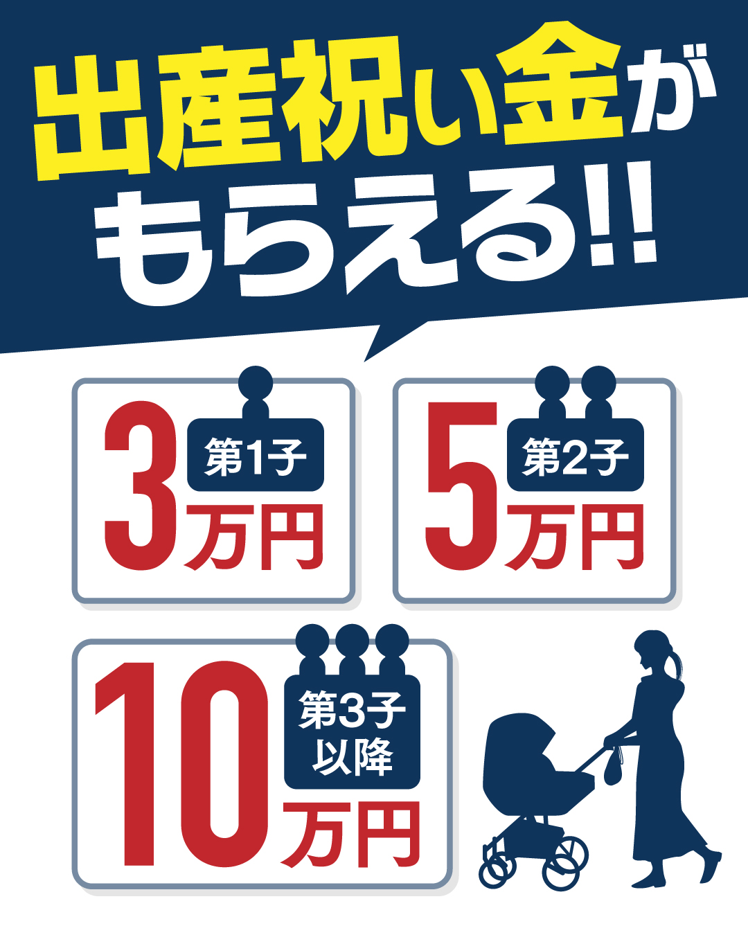 出産祝い金がもらえる!!